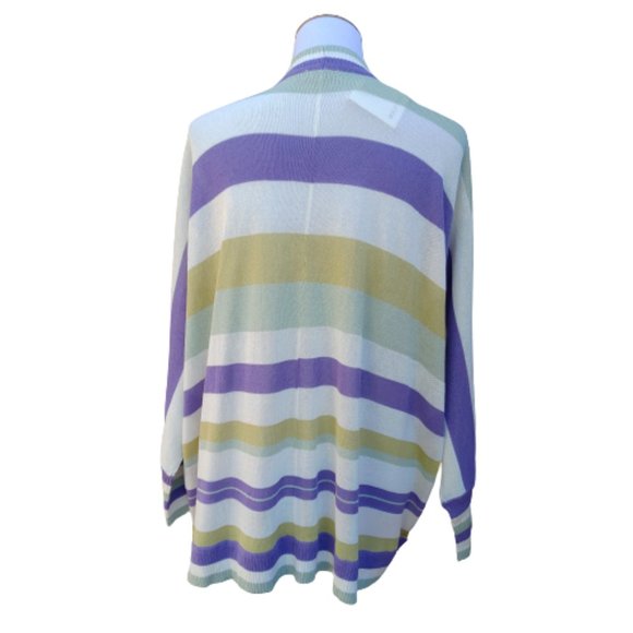 Skylar Rose Multicolor Purple Striped Cardigan Sweater NEW - Picture 7 of 8